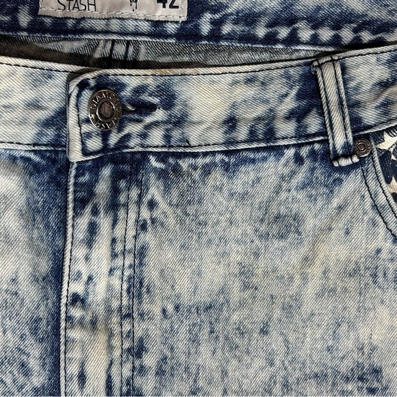 DIAMOND STASH Acid Wash American Flag Jeans Street Style Distressed sz 42 x 31 - Picture 8 of 10